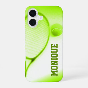 Funda Para iPhone 16 Pelota de tenis y deportes de raqueta verde
