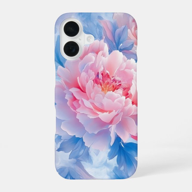 Funda Para iPhone 16 Peonía abstracta en acuarela floreciendo (Reverso )