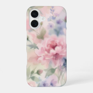Funda Para iPhone 16 Peonía floral de acuarela rosa suave