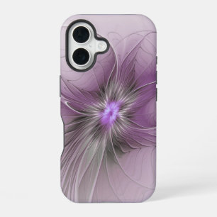 Funda Para iPhone 16 Pequeña belleza arte floral fractal moderno gris m
