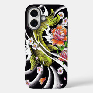 Funda Para iPhone 16 Pequeño pez koi afortunado de tinta negra japonesa