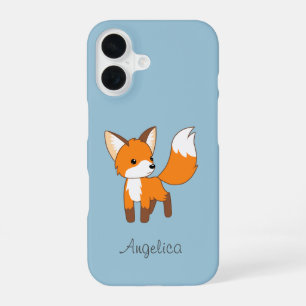 Funda Para iPhone 16 Pequeño zorro lindo en azul