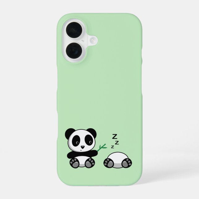 Funda Para iPhone 16 Pequeños Pandas cortos en verde (Reverso )