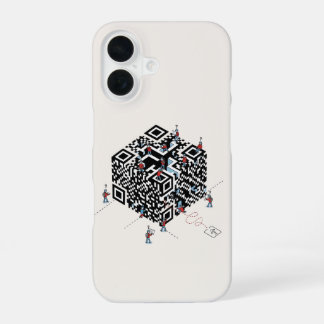 Funda Para iPhone 16 Perdido en el código QR – Arte Geek Maze