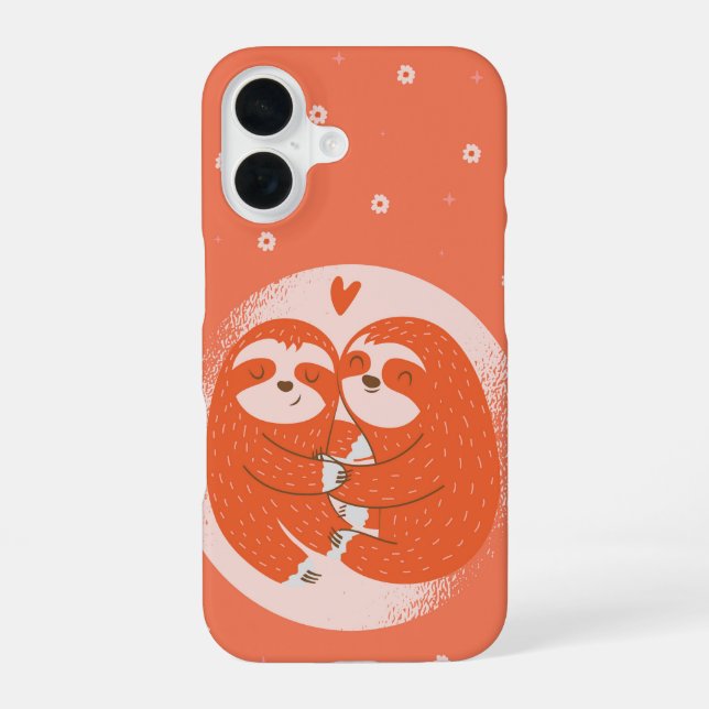 Funda Para iPhone 16 Perezosos Abrazando Lindos (Reverso )