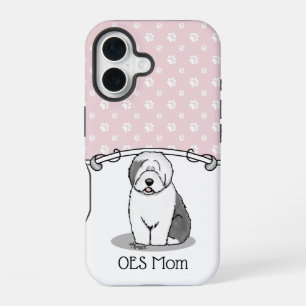 Funda Para iPhone 16 Perro Cute OES Mamá Sheepdog Inglés Viejo (Gris 1)