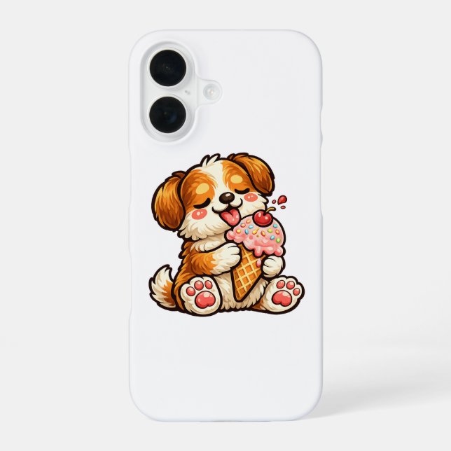 Funda Para iPhone 16 Perro de helado genial (Reverso )