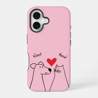 Funda Para iPhone 16 Perro, gato, amor