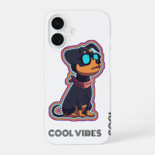 Funda Para iPhone 16 Perro genial, tranquilo, colorido y vibrante con g