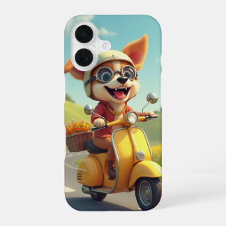 Funda Para iPhone 16 perro montando una moto
