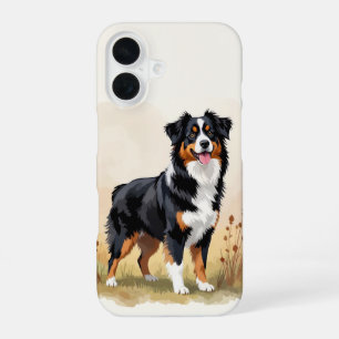 Funda Para iPhone 16 Perro Pastor Australiano Tricolor Negro Aussie