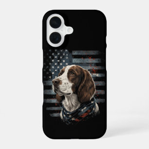 Funda Para iPhone 16 Perro Springer Spaniel Bandera Americana