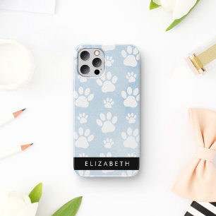 Funda Para iPhone 16 Perros, Rayos Blancos, Colores Azules, Su Nombre