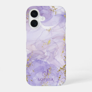 Funda Para iPhone 16 Personalizable de tinta de color púrpura lilac