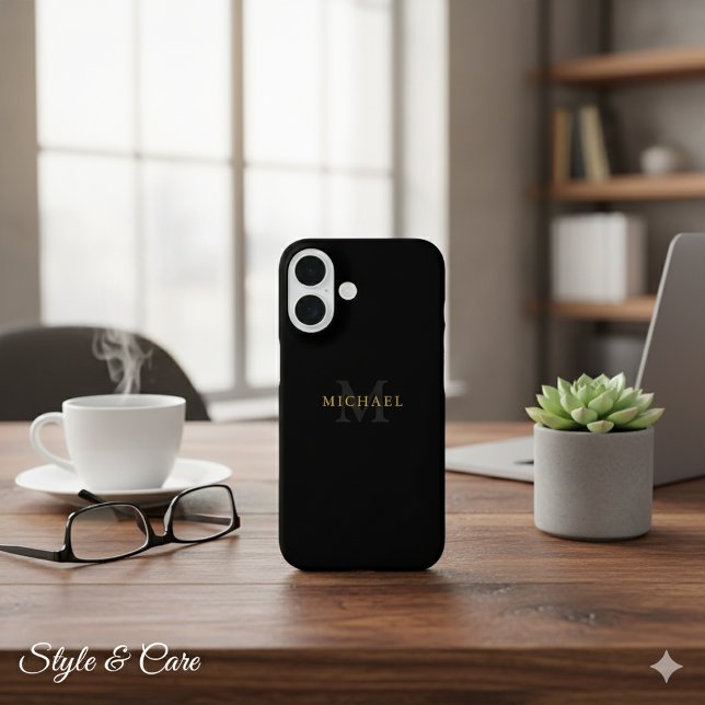 Funda para iPhone 16 personalizada con nombre e in (Personalized iPhone 16 Case with Name & Initials)