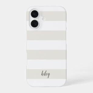 Funda Para iPhone 16 Personalizado con franja blanca sobre blanco