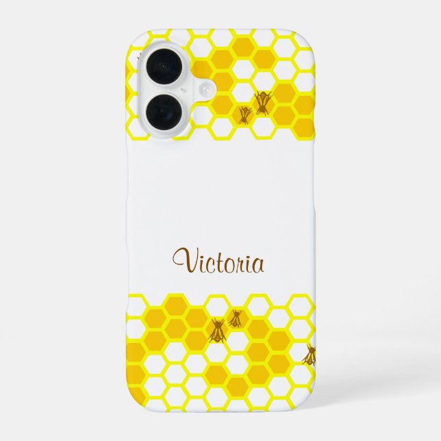 Funda Para iPhone 16 Personalizado de miel Bee Honeycomb de 3" Pegatina (Reverso )