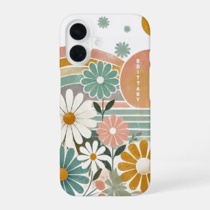 Funda Para iPhone 16 Personalizado Floral Acuarela Pastel Retro 70s