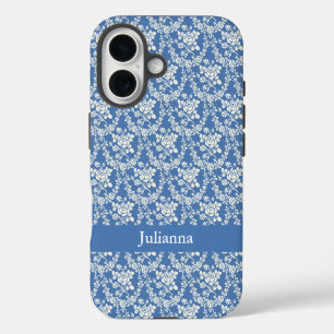 Funda Para iPhone 16 Personalizado Floral Azul Granja Campestre Frances