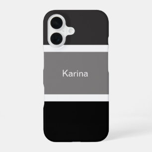 Funda Para iPhone 16 Personalizado Gris Negro Blanco Simple