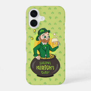 Funda Para iPhone 16 Personalizado leprechaun en una olla de oro sosten
