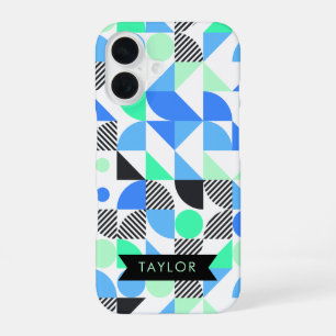 Funda Para iPhone 16 Personalizado Moderno Azul Menta Geométrico