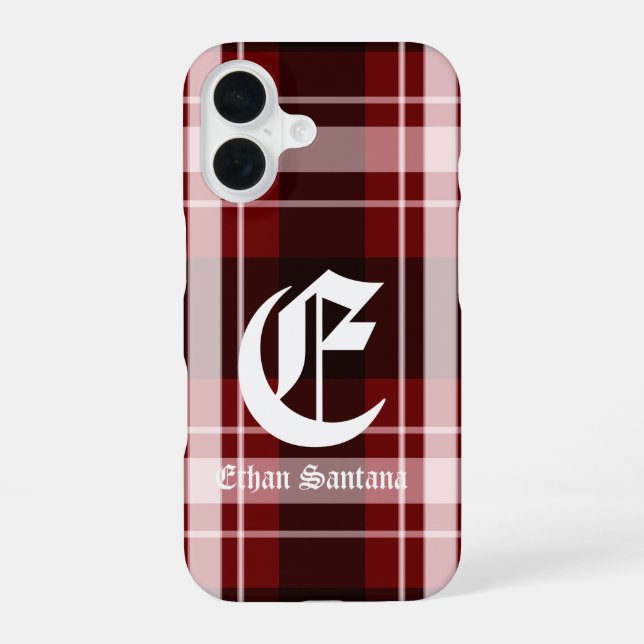 Funda Para iPhone 16 Personalizado Monograma Rojo (Reverso )