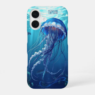 Funda Para iPhone 16 Personalized Blue Jellyfish Ocean