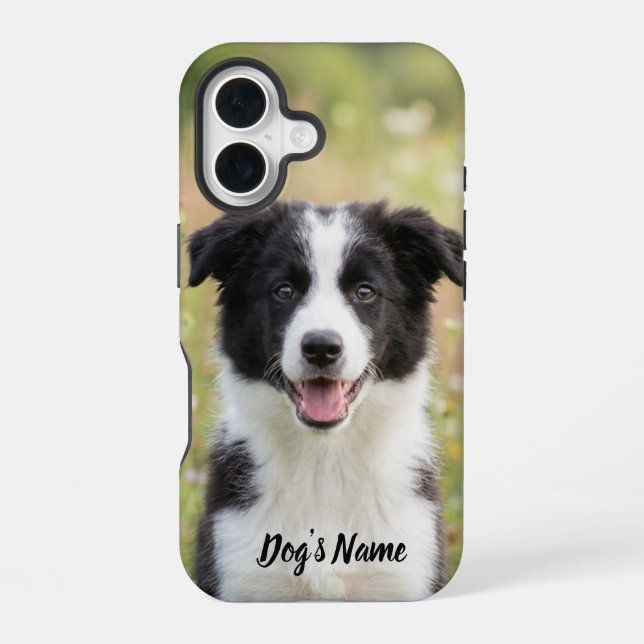 Funda Para iPhone 16 Personalized Border Collie Photo and Name  (Reverso )