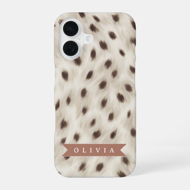 Funda Para iPhone 16 Personalized Chic Neutral Leopard Animal Print (Reverso )