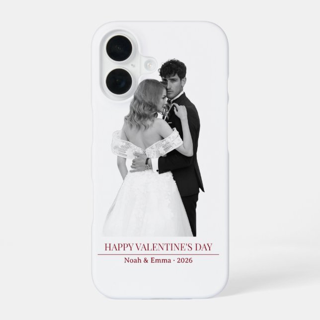 Funda Para iPhone 16 Personalized Couple Names & Year - Elegant Photo  (Reverso )