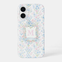Funda Para iPhone 16 Personalized Floral Monogram Phone Case