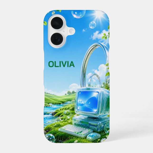 Funda Para iPhone 16 Personalized Frutiger Aero Name iPhone 16 Case (Reverso )