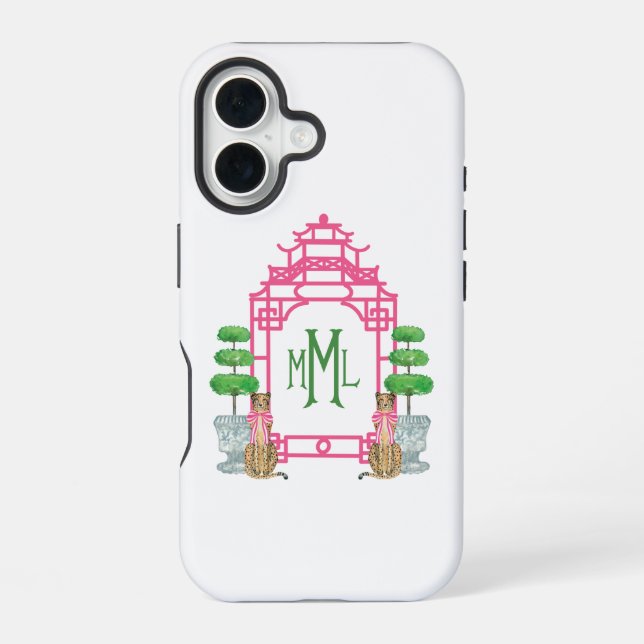 Funda Para iPhone 16 Personalized Pagoda Monogram iPhone 16 tough case (Reverso )