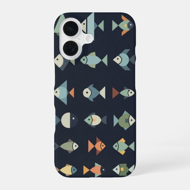 Funda Para iPhone 16 Pez geométrico retro (Reverso )