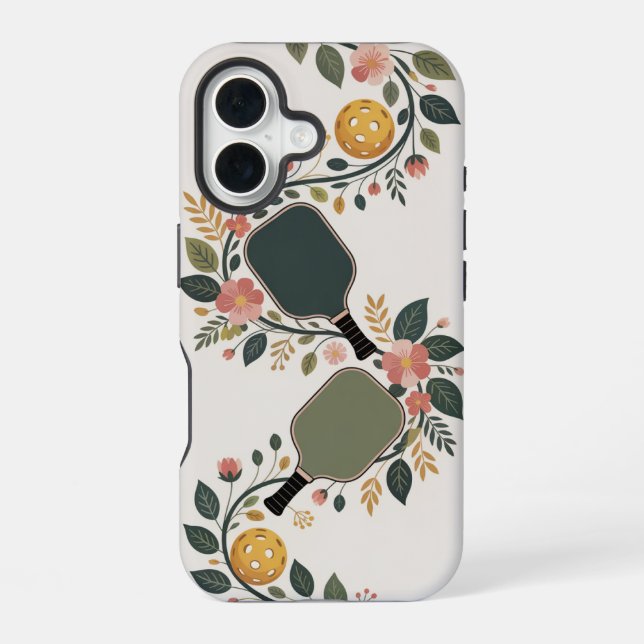 Funda Para iPhone 16 Pickleball Floral Paddle Bouquet (Reverso )