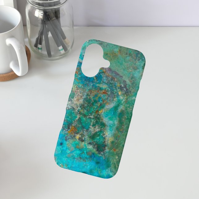 Funda Para iPhone 16 Piedra mineral de crisocolal azul (In Situ)