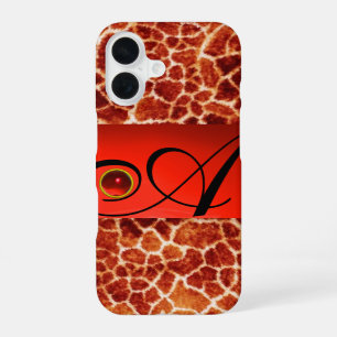 FUNDA PARA iPhone 16 PIEL DE JIRAFA IMPRESA MONOGRAMA DE PIEDRA PRECIOS