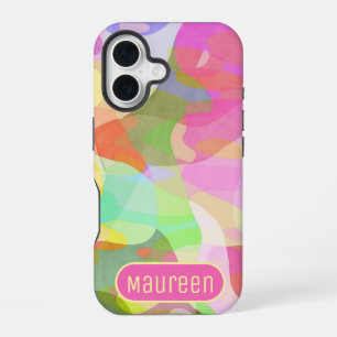 Funda Para iPhone 16 Piezas de Color Pastel Diseño de Arte Abstracto