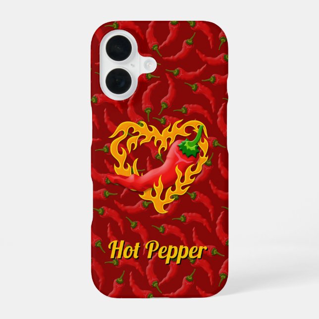 Funda Para iPhone 16 Pimienta chile con estuche para iPhone de corazón  (Reverso )