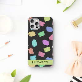Funda Para iPhone 16 Pincel, Pinceladas Coloridas, Tu Nombre