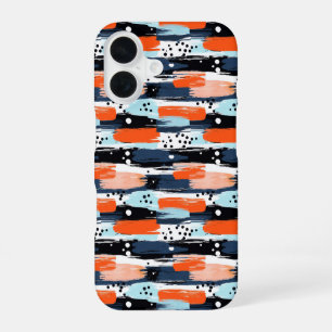 Funda Para iPhone 16 Pinceladas abstractas de color naranja azul
