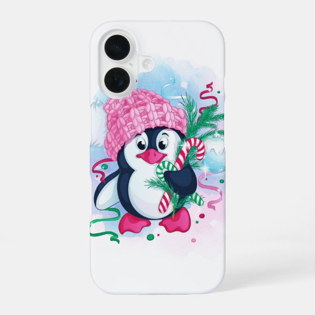 Funda Para iPhone 16 Pingüino Alegre de las Fiestas (Reverso )