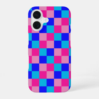 Funda Para iPhone 16 Pink and Blue Checkered Print