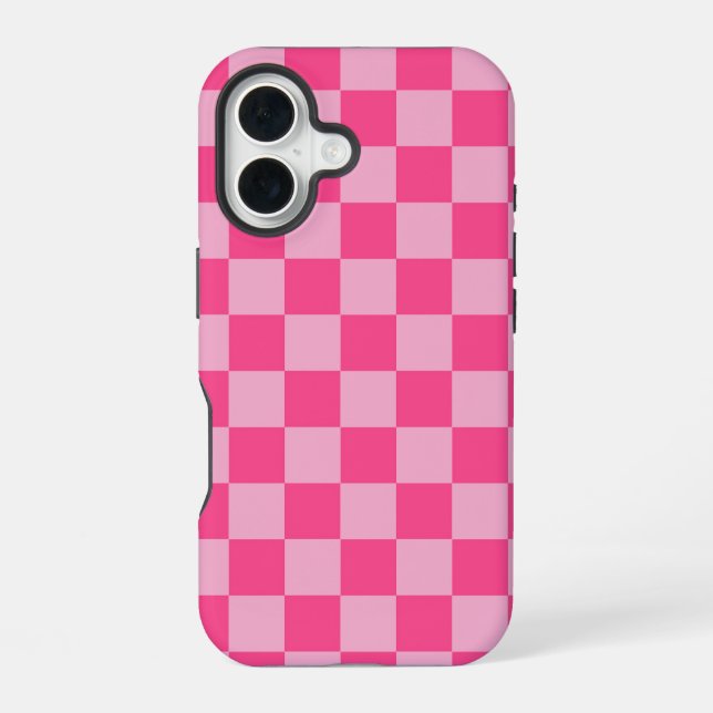 Funda Para iPhone 16 Pink Checkered Print (Reverso )