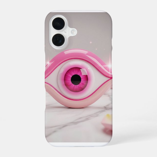 Funda Para iPhone 16 Pink Evil Eye Amulet on Marble Surface (Reverso )