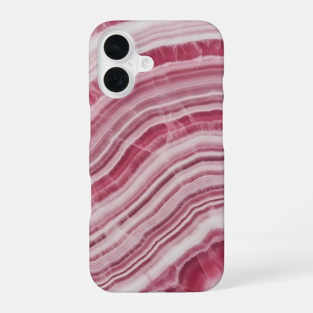 Funda Para iPhone 16 Pink Rhodochrosite Marble Agate Stone Pattern (Reverso )