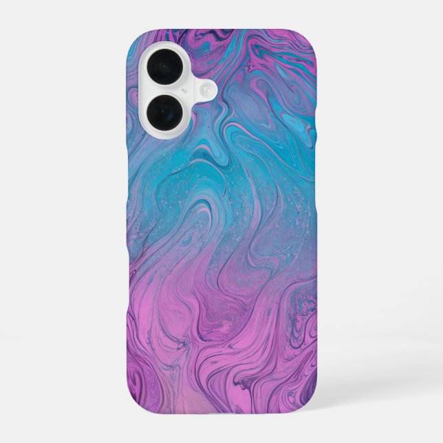 Funda Para iPhone 16 Pink & Turquoise Marble Art Phone Case (Reverso )