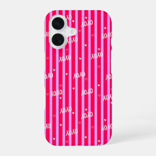 Funda Para iPhone 16 Pink XOXO Striped Phone Case