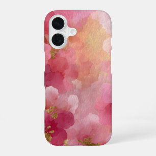 Funda Para iPhone 16 Pintura abstracta en acuarela rosa y dorado